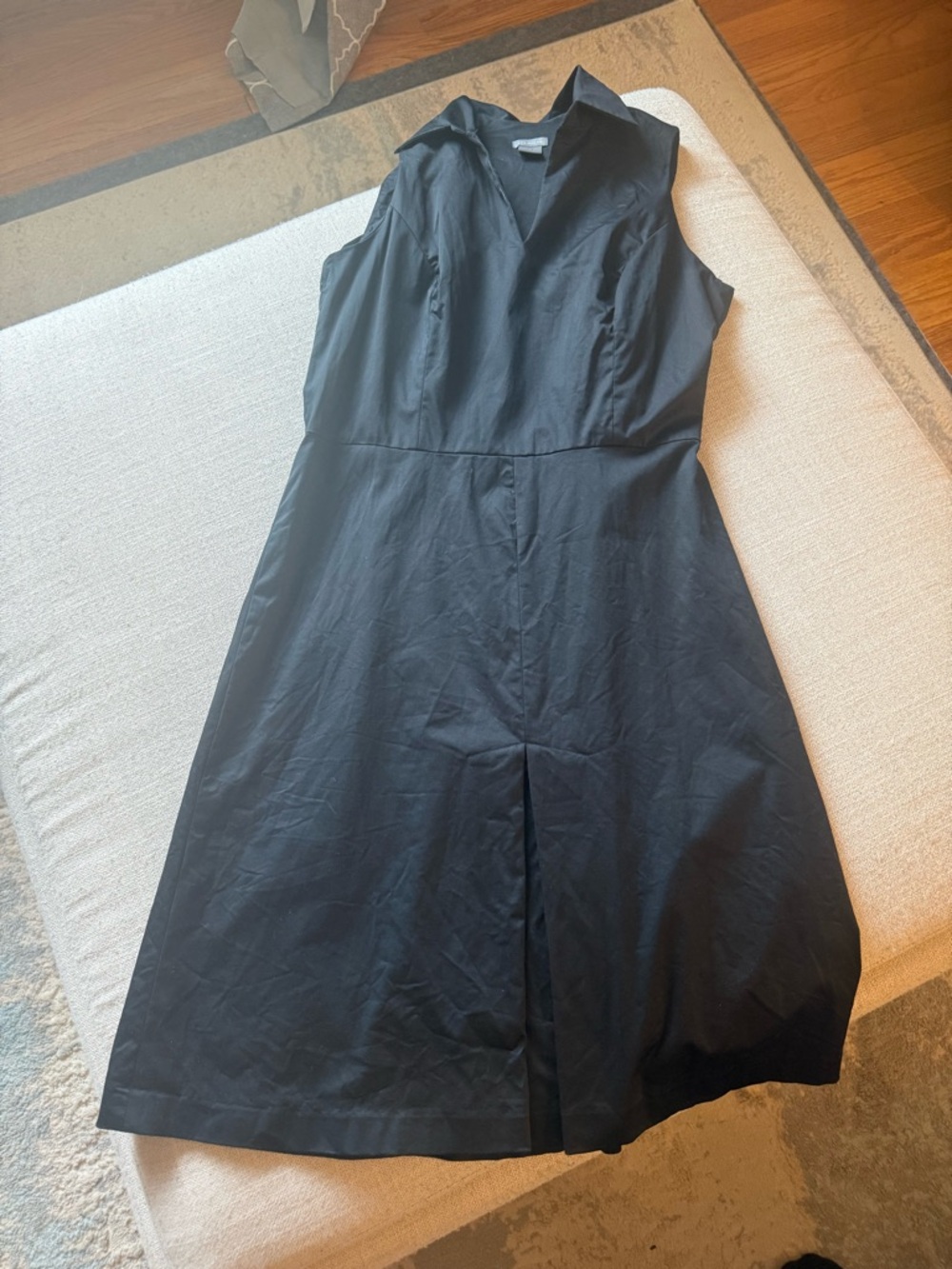 Ann Taylor Black Sleeveless Collared Midi Dress